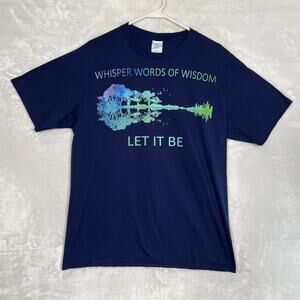 Y2K Port and Company Beatles T-shirt “let it be” blue short sleeve Sz L Guitar